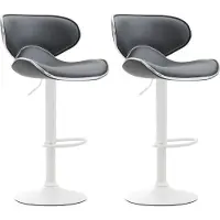BellaFurn set de 2 tabourets de bar - Tabouret haut - Position assise confortable, similicuir | Couleur : gris | Couleur de base : blanc