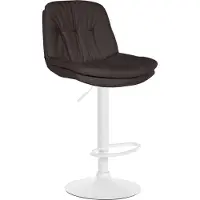 BellaFurn Tabouret de bar rembourré de tissu - chaise haute - confort réglable et pivotant | Couleur : gris foncé, base du matériau : métal blanc mat