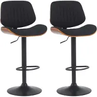 BellaFurn set de 2 tabourets de bar - chaises hautes - réglables en hauteur & pivotantes | Couleur : noyer/noir | Couleur de base : noir
