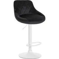 BellaFurn Tabouret de bar en velours - Tabouret élégant - Assise pivotante à 360° avec lift à gaz et repose-pieds | Couleur : noir | Couleur de base : blanc