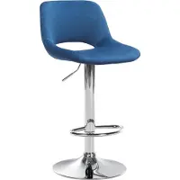 BellaFurn Tabouret de bar en velours - tabouret haut - réglable en hauteur et pivotant pour plus de confort | Couleur : bleu | Matériau base : métal aspect chrome
