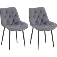 BellaFurn ensemble de 2 chaises de salle à manger Velvet - Chaises de cuisine - Grand confort d'assise | Couleur : gris foncé