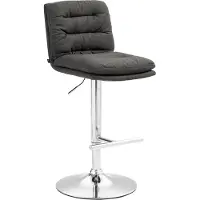 BellaFurn Tabouret de bar rembourré de tissu - Tabouret haut - Assise confortable, aspect élégant. Couleur : gris foncé. Couleur de base : chrome