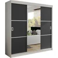 KIER FURNITURE Armoire à portes coulissantes BILL 3, armoire de chambre, penderie, armoire d'entrée, blanc et anthracite, 156,4 x 205 x 39 cm