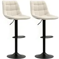 HOMCOM Lot de 2 tabourets de bar , tabourets rembourrés avec dossier, aspect chenille, beige
