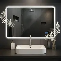 BellaFurn Miroir avec haut-parleur Bluetooth - Miroir de salle de bain - anti-condensation et éclairage LED