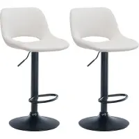 BellaFurn set de 2 tabourets de bar en velours - tabouret de bar - réglable en hauteur & pivotant à 360° | Couleur : crème | Matériau châssis : métal noir mat