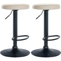 BellaFurn set de 2 tabourets de bar - chaises de salle à manger - système de rotation à 360° | Couleur : crème | Matériau châssis : métal noir mat