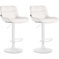 BellaFurn Ensemble de tabourets de bar en velours - Tabouret haut - Assise confortable et réglable avec fonction rotation 360° | Couleur : crème | Couleur de base : blanc