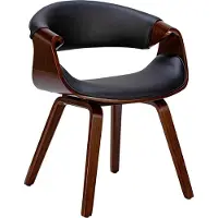 BellaFurn Chaise de salle à manger - Chaise de cuisine - Confortable avec accoudoirs | Couleur : Noyer/Noir | Matériau : Similicuir
