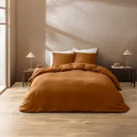 Douceur d'intérieur Parure de lit - - Clara - Coton - 240x220cm - marron
