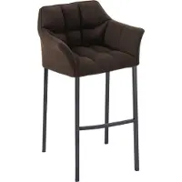 BellaFurn Tabouret de bar recouvert de tissu - Tabouret de bar - Extra confortable, piètement en acier inoxydable argenté | Couleur : marron | Couleur de base : noir