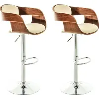 BellaFurn lot de 2 chaises en similicuir - Tabouret design - Réglable en continu pour un confort optimal | Couleur : Noyer/Crème