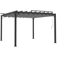 Syfax Tonnelle avec toit à persienne 3x3 m Anthracite Tissu aluminium