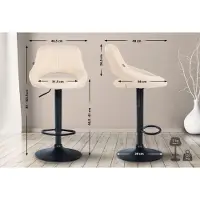 BellaFurn set de 2 tabourets de bar - Tabouret de bar - Réglable en hauteur avec fonction rotation 360° | Couleur : crème | Matériau châssis : métal noir mat