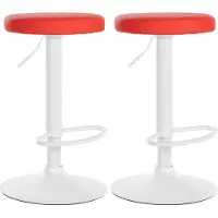 BellaFurn set de 2 tabourets de bar - chaises de salle à manger - système de rotation à 360° | Couleur : rouge | Base de matériaux : métal blanc mat