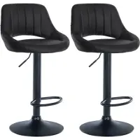 BellaFurn Set de 2 tabourets de bar réglables - sièges en similicuir - pivotant à 360° | Couleur : noir | Matériau châssis : métal noir mat