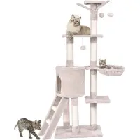 Northix Arbre à chat 140 cm avec plateformes, poteaux en sisal, beige