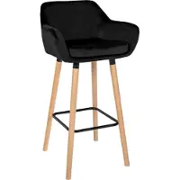BellaFurn Tabouret de bar avec revêtement souple - tabouret haut - chaise ergonomique confortable, structure en hêtre | Couleur : noir