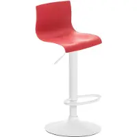BellaFurn Tabouret de bar Moderne - Tabouret design - Réglable en continu & confortable | Couleur : rouge | Base du matériel : métal blanc mat