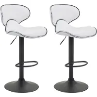 BellaFurn set de 2 tabourets de bar - Tabouret haut - Position assise confortable, similicuir | Couleur : blanc | Couleur de base : noir