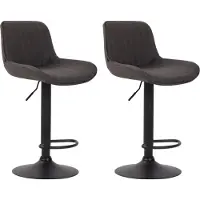 BellaFurn lot de 2 tabourets de bar - tabouret haut - hauteur d'assise confortable et réglable de 60 à 82 cm, tissu | couleur : gris foncé, couleur de base : noir