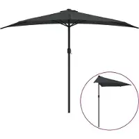 Syfax Parasol de balcon et mât en aluminium Anthracite 300x155cm Demi