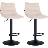 BellaFurn set de 2 tabourets de bar - tabouret de cuisine - Assise réglable pour un confort optimal | Couleur : beige | Couleur de base : noir