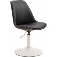 BellaFurn Chaise de salle à manger en similicuir - Chaise moderne - Réglable en hauteur & pivotant à 360° | Couleur : noir | Couleur de base : blanc