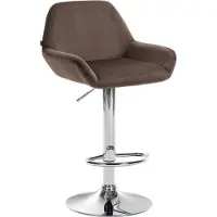 BellaFurn Tabouret de bar moderne en velours - Tabouret en velours - Hauteur d'assise élevée & pivotant à 360° | Couleur : marron | Couleur de base : chrome