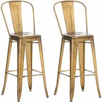 BellaFurn lot de 2 tabourets de bar - tabouret haut - avec repose-pieds et choix de couleurs | Couleur : or