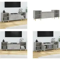 vidaXL Armoire TV gris béton 160x35x55 cm Bois composite - Armoire TV - Meubles TV - Supports TV