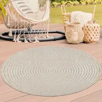 Teppichhome24 Tapis d'extérieur Beige rond robuste facile d'entretien polyvalent Taille - 160 cm Rond