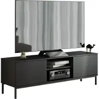Mirjan 24 Meuble TV bas Querty 2D 05, Loft Salon Sélection, Commode TV Moderne, Élégant Meuble TV (Couleur : Noir)