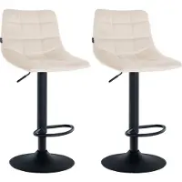 BellaFurn set de 2 tabourets de bar - tabouret de cuisine - Assise réglable pour un confort optimal | Couleur : crème | Couleur de base : noir