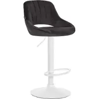 BellaFurn Tabouret de bar rembourré de velours - chaise de luxe - hauteur d'assise réglable, sols protégés. Couleur : noir | couleur de base : blanc