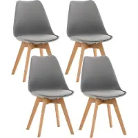 BellaFurn set de 4 chaises de salle à manger - chaises de cuisine - confortables et faciles à nettoyer | Couleur : Gris | Matière : Plastique