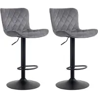 BellaFurn set de 2 tabourets de bar - tabouret haut - Design moderne, hauteur réglable & rotation 360° | Couleur : gris foncé. Matériau : souple