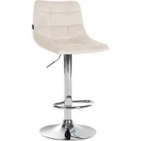 BellaFurn Tabouret de bar réglable en velours - tabouret élégant - confort de rotation à 360° | Couleur : crème | Couleur de base : chrome