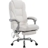 BellaFurn Chaise de bureau de massage, chaise ergonomique, massage en 7 points, inclinable & réglable | couleur : blanc