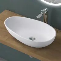 Doporro Lavabo vasque à poser blanc mat 60cm lave main Colossum809 59,8x36x14cm