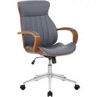 BellaFurn Chaise de bureau en similicuir - chaise de bureau ergonomique - design pivotant à 360° | Couleur : noyer/gris