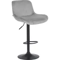 BellaFurn Tabouret de bar - chaise d'appui - réglable & confortable - avec repose-pieds et tissu noir mat pivotant à 360° | Couleur : Gris | Matériau : mou