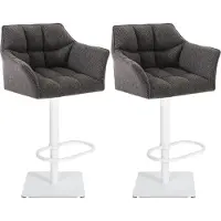 BellaFurn Set de 2 tabourets de bar réglables - tabouret haut - confort d'assise supplémentaire | Couleur de base : blanc | Couleur : gris titane