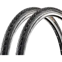 Meghna Pneus de vélo City Trekking Tour, lot de 2, 28 x 1,5 pouces, noirs, réfléchissants, bande centrale lisse
