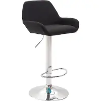 BellaFurn Tabouret de bar en tissu - Tabouret d'assise - Dossier laqué - Réglable en hauteur | Couleur : noir | Couleur de base : chrome