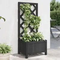 Prolenta Maison Exclusive - Jardinière avec treillis, noire, 40x30x90 cm, en bois massif de sapin