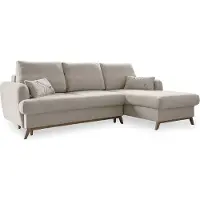 Miuform Scandic Lagom - Canapé d'angle avec fonction lit et coffre de lit L-FORME DROITE - 235x157cm - Beige - Canapé-lit Canapé