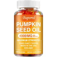 Buporai Huile de graines de courge 4000 mg (100 gommes), complément alimentaire, cheveux, peau, prostate et voies urinaires