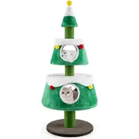 Northix Arbre à chat de Noël avec 2 niches, poteaux en sisal et peluches